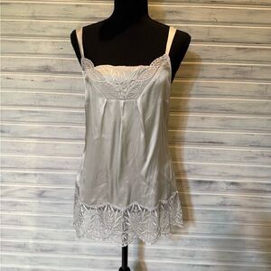 Elegant White Lace Trim Long Cami